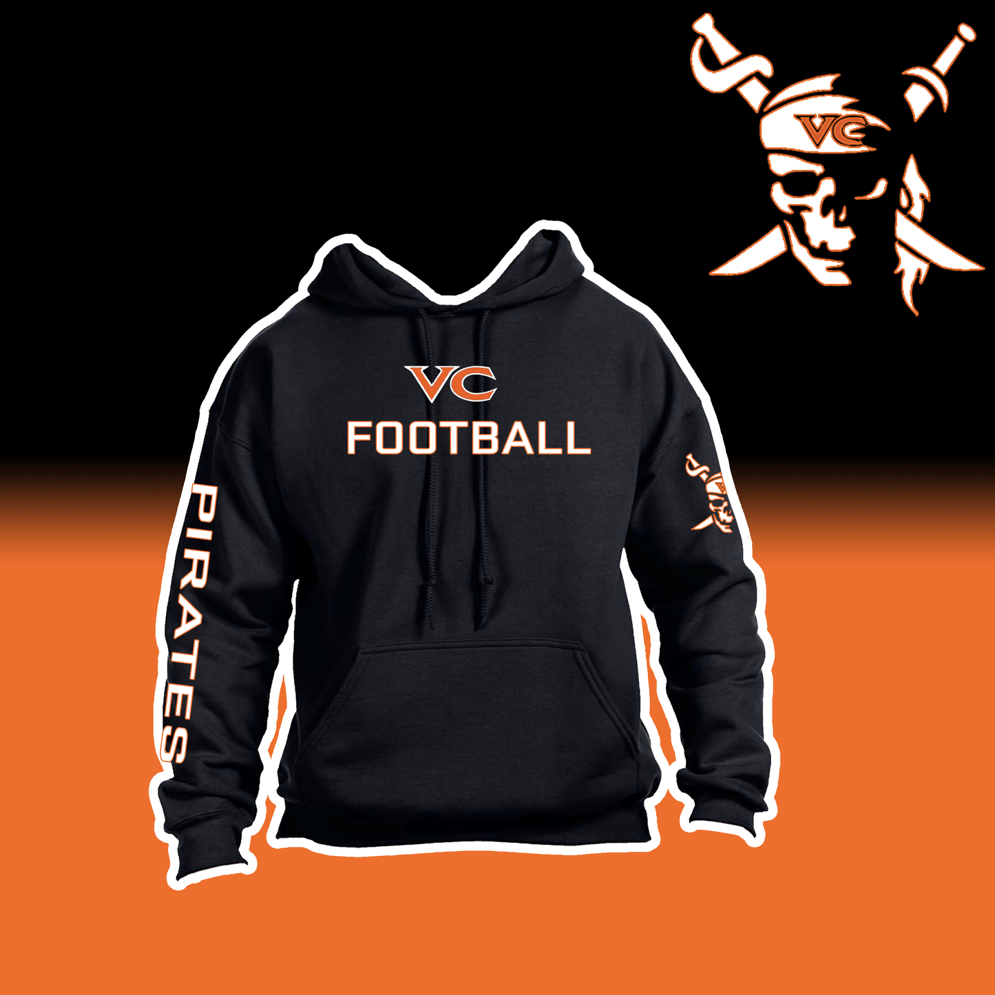 VC Football Hoodie - Adult Black CUSTOM