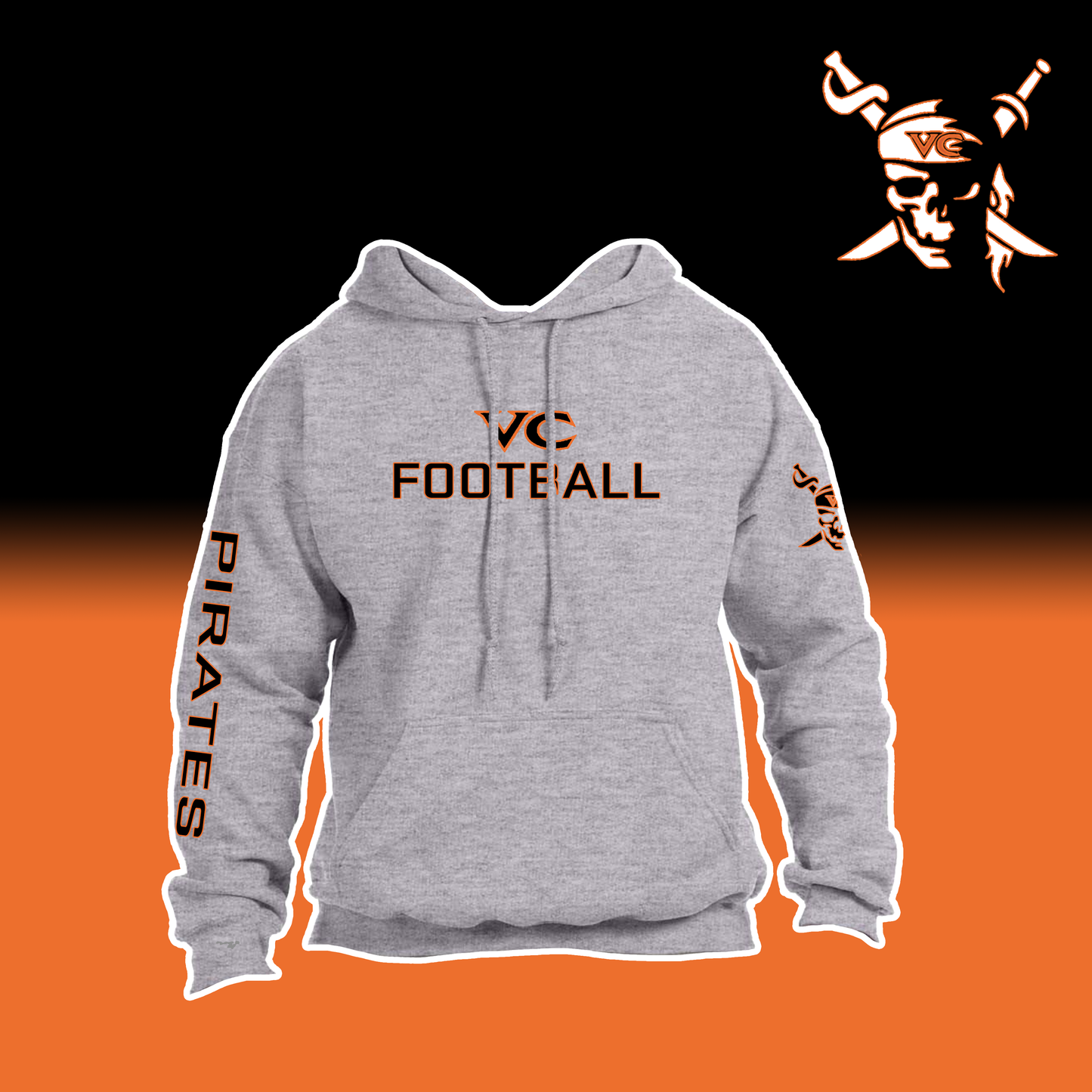 VC Football Hoodie - Youth Grey