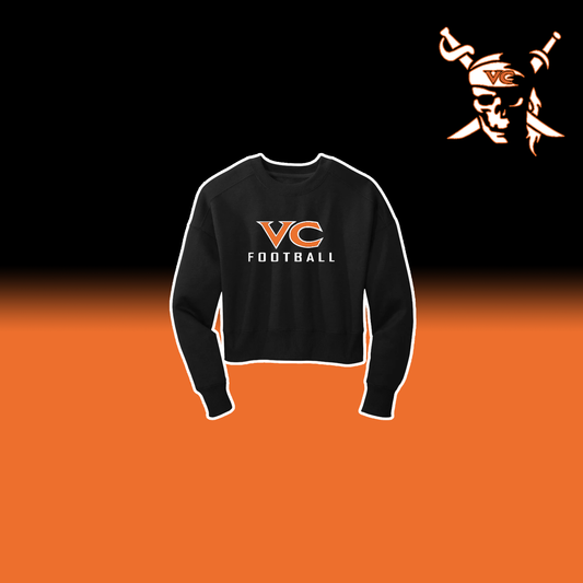 VC Football Women's Crewneck Crop Top Sweater - Black