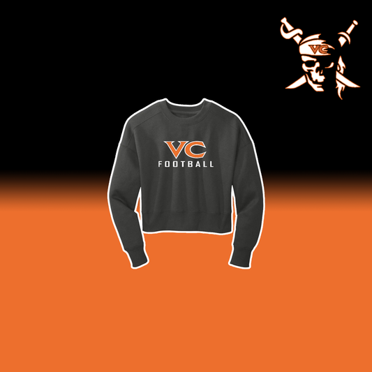 VC Football Women's Crewneck Crop Top Sweater - Dark Grey