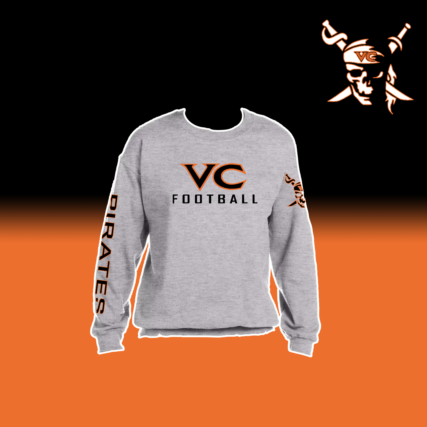 VC Football Crewneck - Adult Grey CUSTOM